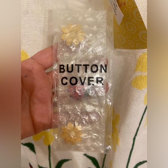 VINTAGE QUACKER FACTORY DAISY & LADYBUGS EMBELLISHED SS CARDIGAN SWEATER - Picture 8 of 11